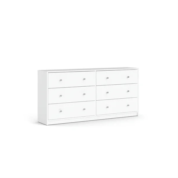 Pemberly Row Contemporary 6 Drawer Double Dresser in White | Walmart (US)