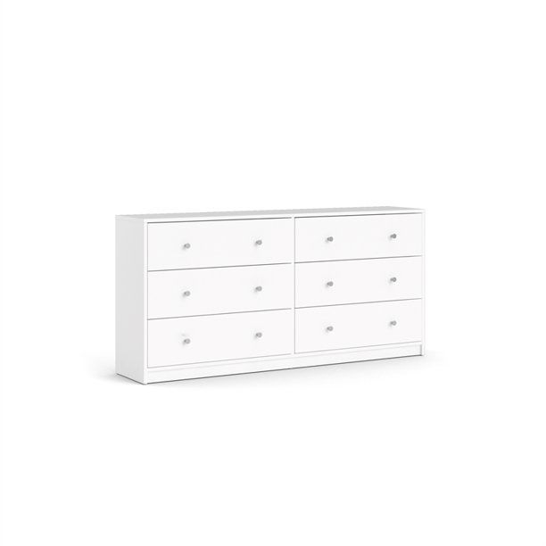 Pemberly Row Contemporary 6 Drawer Double Dresser in White | Walmart (US)