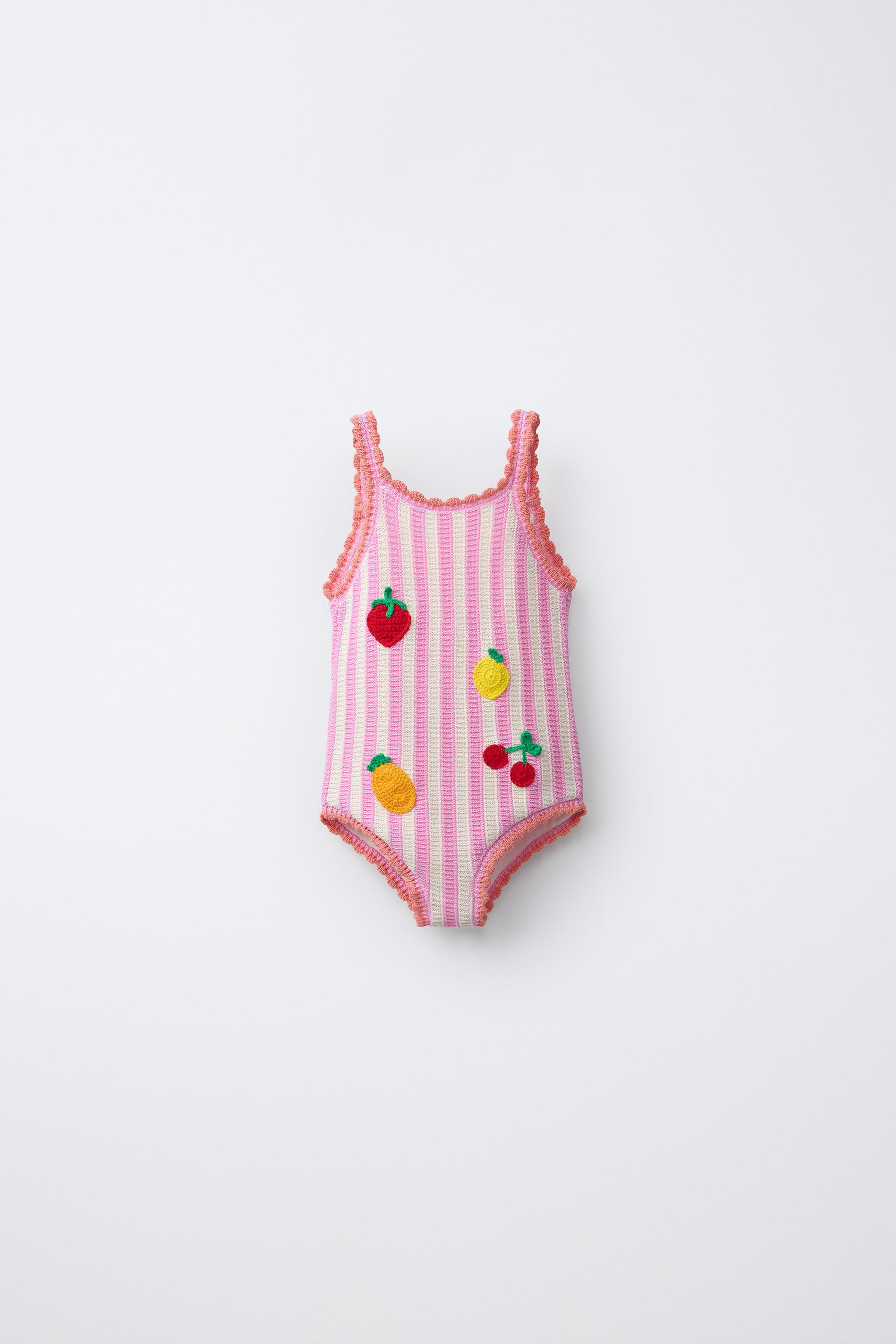 1-6 YEARS/ FRUIT & STRIPE CROCHET KNIT SWIMSUIT | Zara US