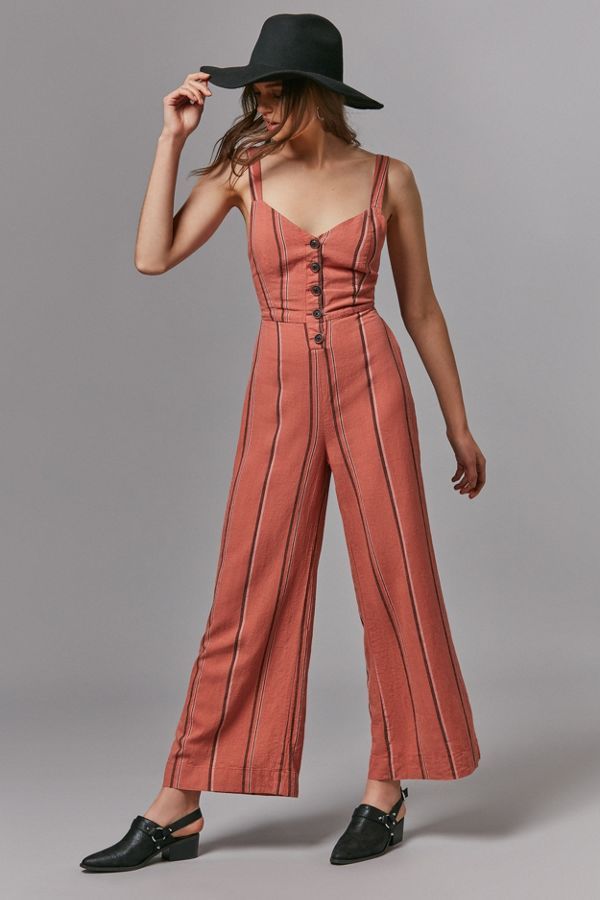 UO Ashley Button-Down Tie-Back Jumpsuit | Urban Outfitters US