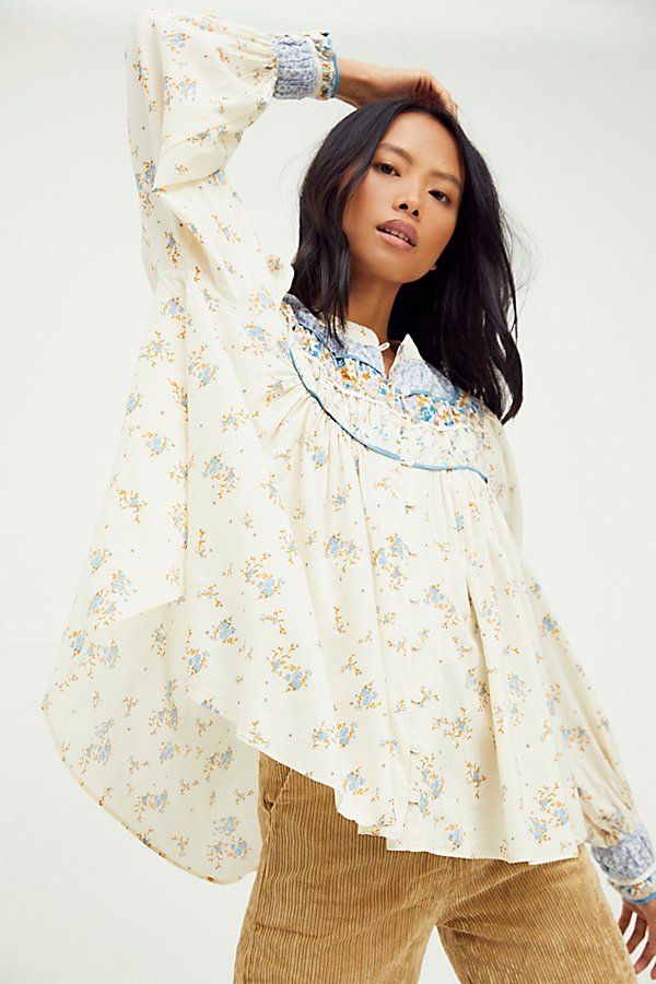 Paloma Printed Blouse by Free People, Tea Combo, S | Free People (Global - UK&FR Excluded)