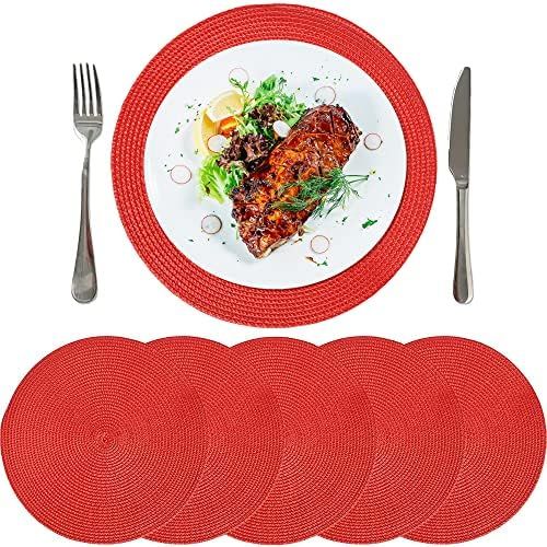 DMYMAT Round Placemats Set of 6 for Dining Table,14.17 Inch,Round Table Mats Heat Resistant Washable | Amazon (US)