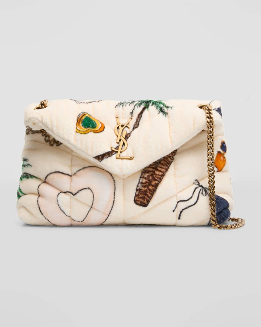Saint Laurent Lou Puffer Small YSL Shoulder Bag in Quilted Terry Cloth | Neiman Marcus