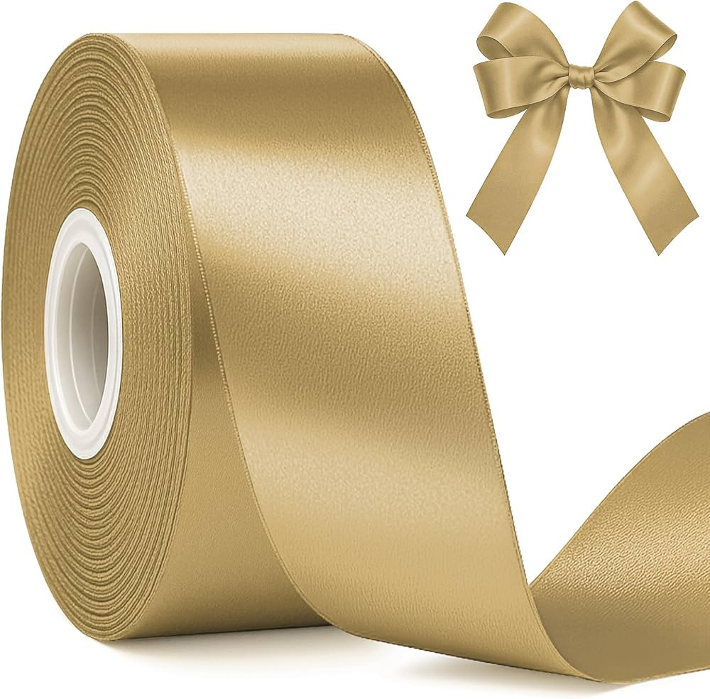 Fullive 1 1/2 Inch Champagne Gold Ribbon, 30 Yards Satin Ribbon, Polyester Satin Christmas Ribbon... | Amazon (US)