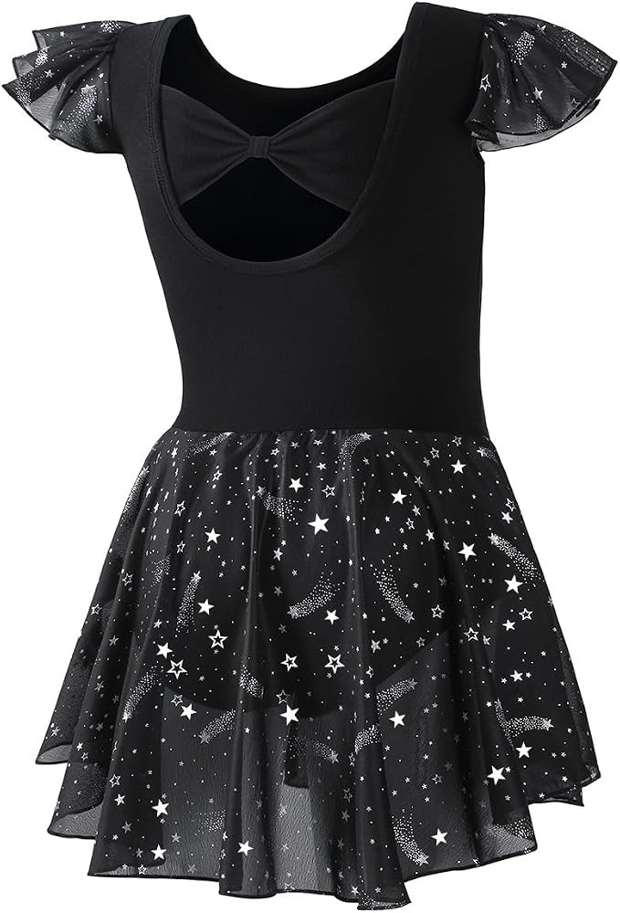 DIPUG Girls Ballet Leotards Toddler Shiny Dance Leotard Dresses with Ruffle Sleeve | Amazon (US)