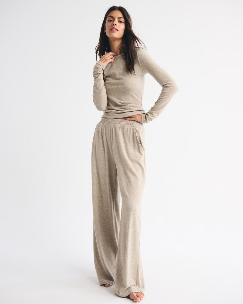 Women's Long-Sleeve Cozy Lounge Knit Tee | Women's Tops | Abercrombie.com | Abercrombie & Fitch (US)