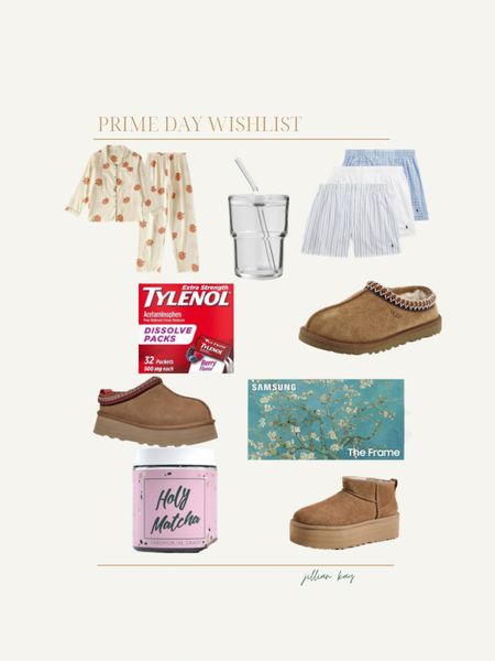 What’s on my wishlist for amazon prime day 

Uggs and some dupes
The frame tv 
My favorite matcha from holy matcha
Tylenol powder 
Boxers for shorts
Another cute cup for iced beverages 
Cute fall pjs 

Ig: @jkyinthesky & @jillianybarra

#aesthetic #aestheticstyle #primeday #wishlist #trendy #trendystyle #thatgirl #thatgirlstyle #cleangirlstyle #cleangirlaesthetic #matcha #homedecor #kitchenware #coastalgranddaughter #fallfashion #fallstyld 

#LTKxPrime #LTKstyletip #LTKSeasonal