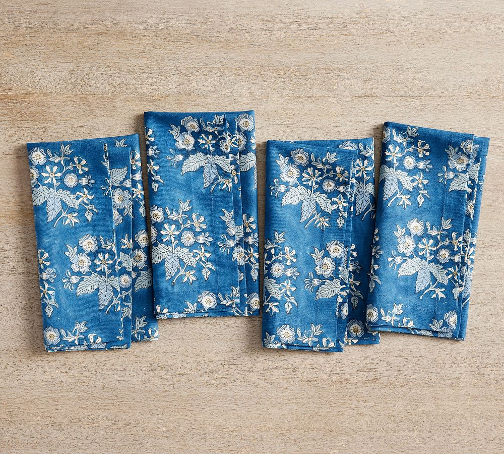 Regan Block Print Cotton Napkins - Set of 4 | Pottery Barn (US)