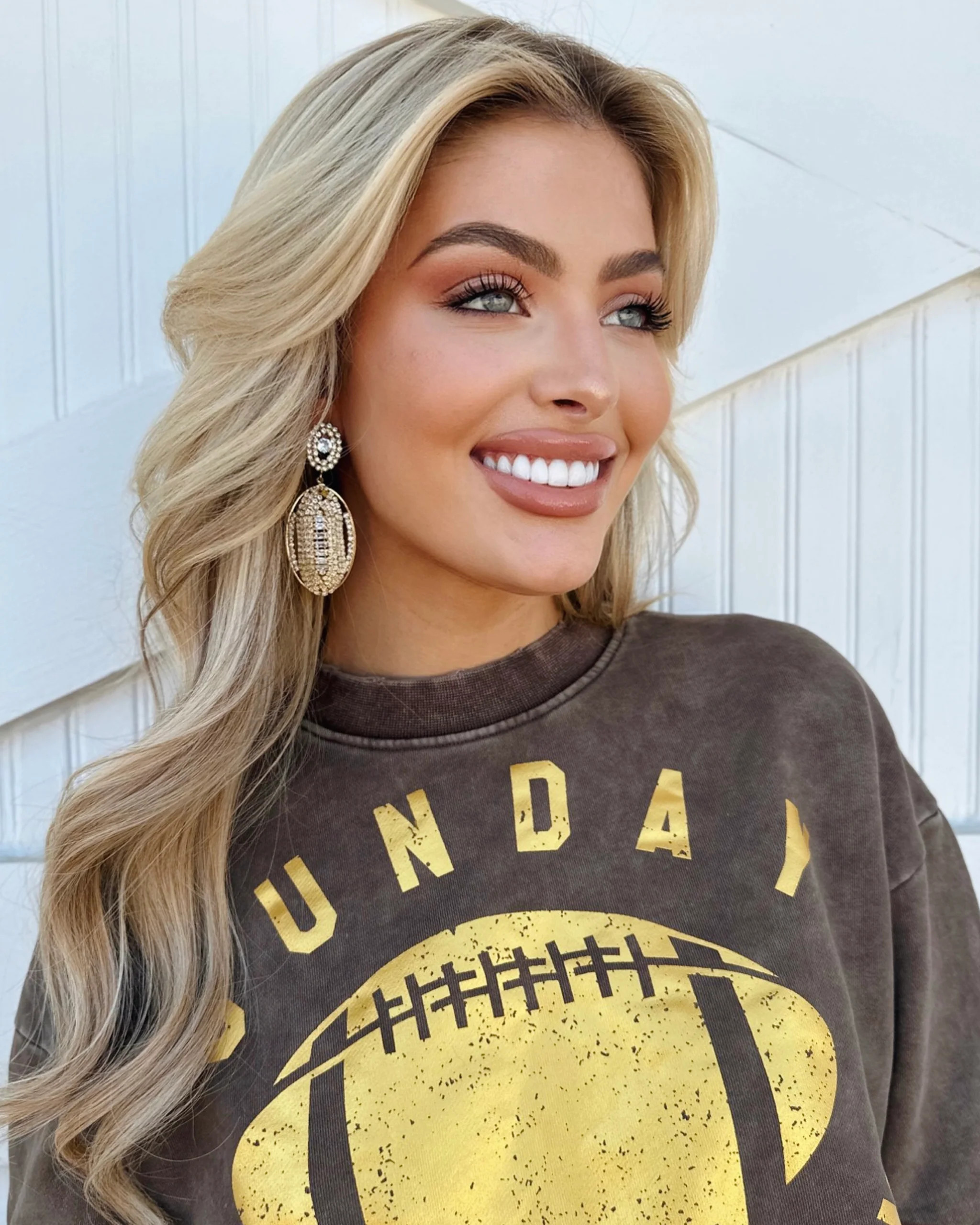 Crystal Gold Football-Style Hanging Earrings | Live Love Gameday®