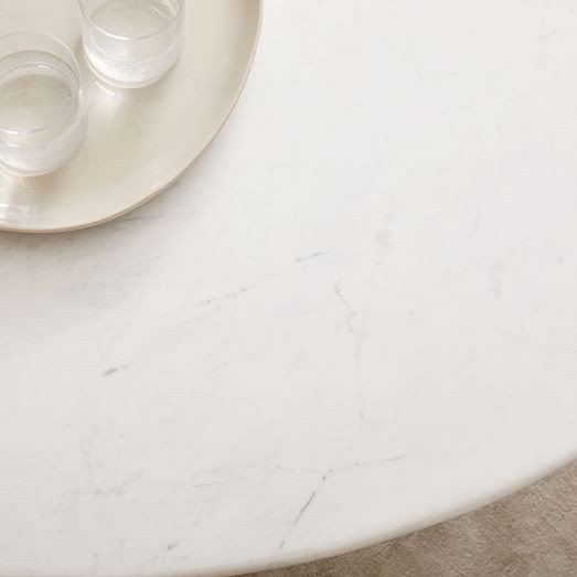 Silhouette Pedestal Round Dining Table (44"–60") - White Marble | West Elm (US)