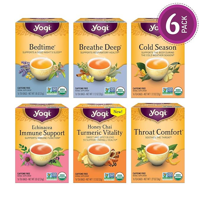 Yogi Tea - Get Well Variety Pack Sampler - 6 Teas for Cold & Flu Symptom Support - 6 Pack, 96 Tea... | Amazon (US)