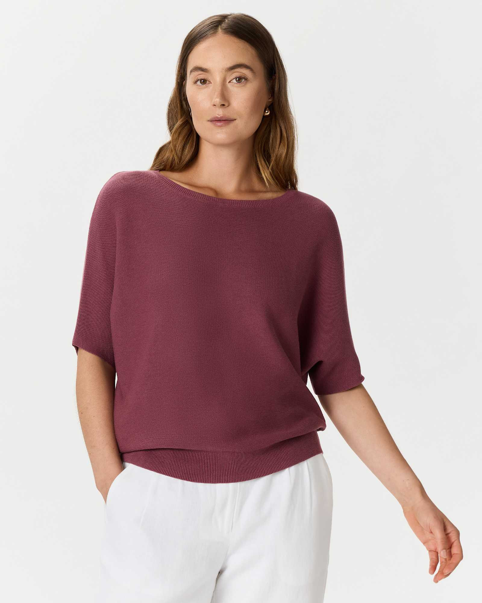 Lightweight Cotton Cashmere Link-Stitch Dolman Sweater | Quince