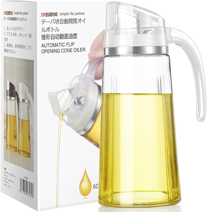 Marbrasse Auto Flip Olive Oil Dispenser Bottle,20 OZ Leakproof Condiment Container With Automatic Ca | Amazon (US)