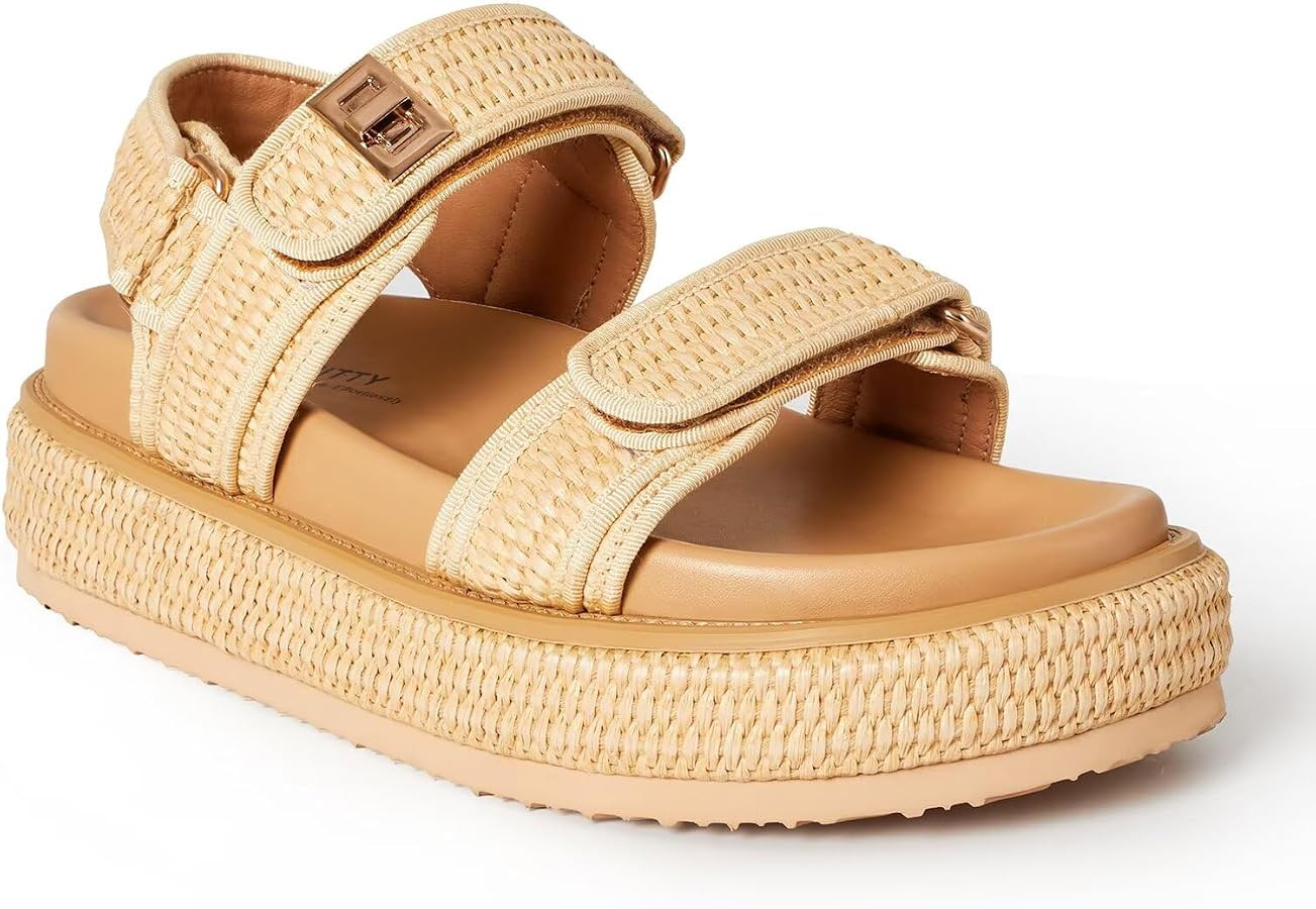 vimitty Hand-Woven Raffia Platform Sandals Adjustable Buckle Strap Comfortable Summer Beach Open ... | Amazon (US)