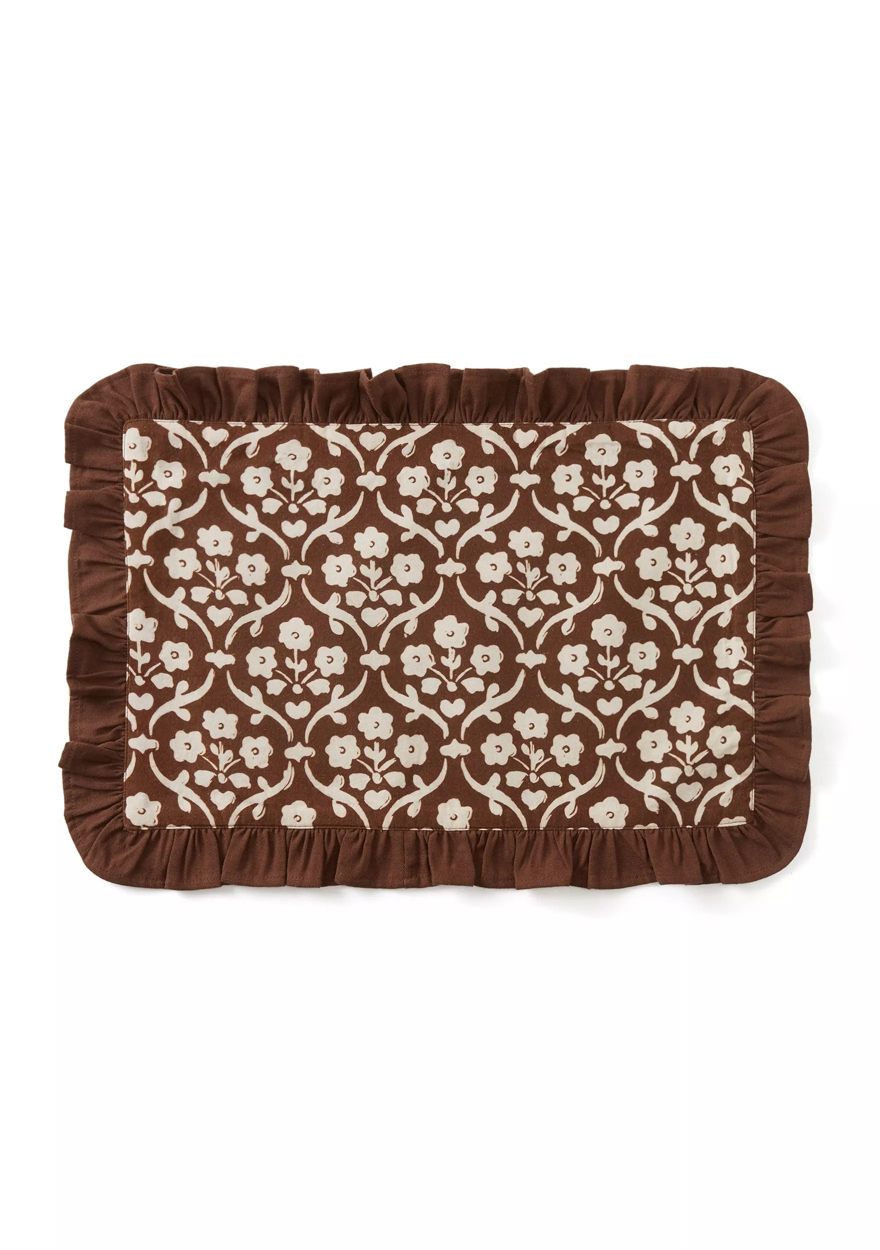 Ruffled Edge Brown Flower Placemat | Belk
