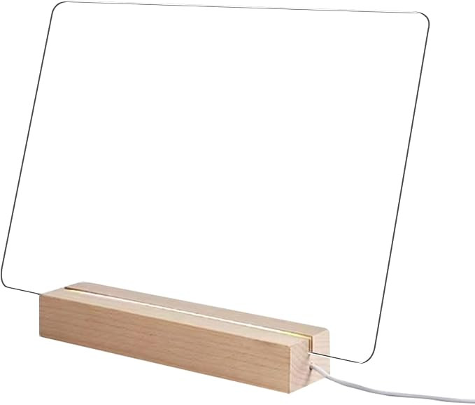 ZWINNIRD Acrylic Dry Erase Board with Light,Solid Wood Lamp Holder. 11.2x7.9 Inch Acrylic Whitebo... | Amazon (US)