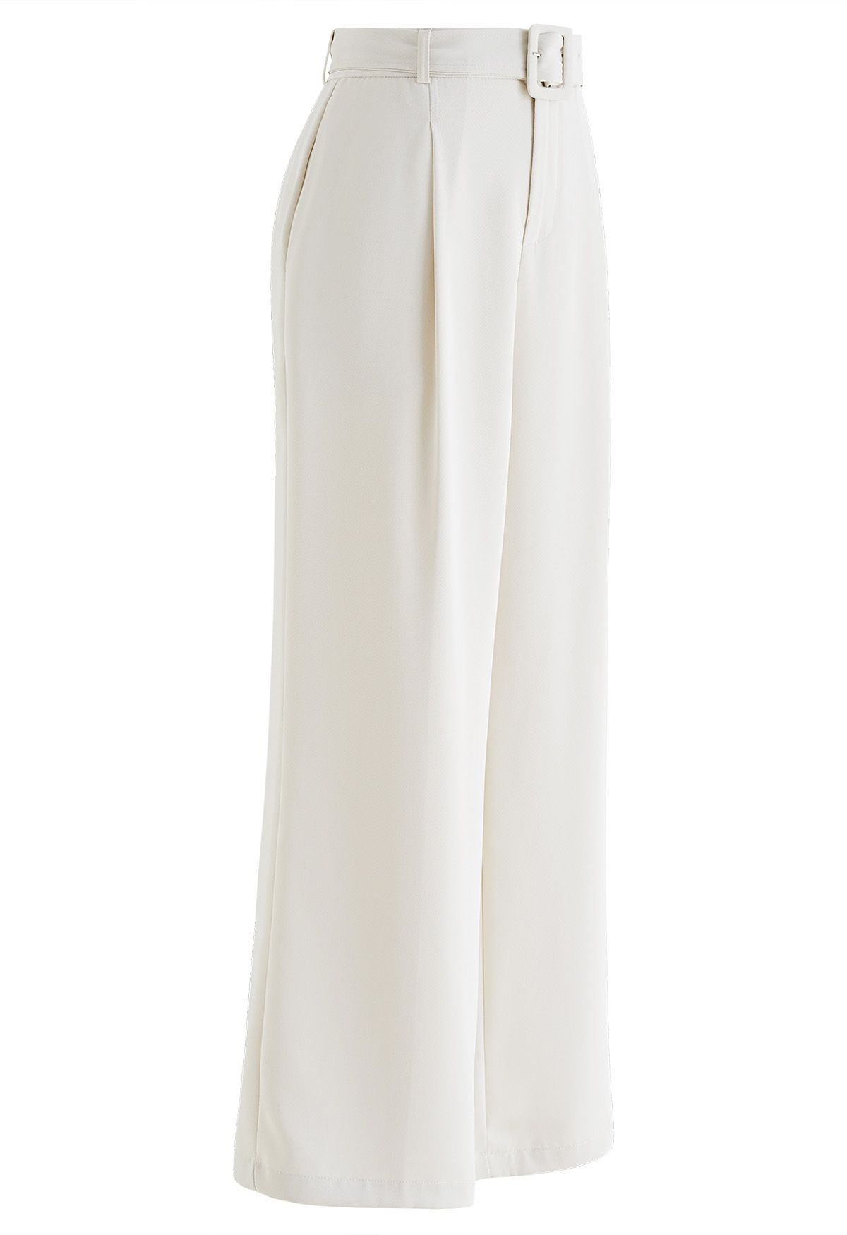Sleek Belted Straight-Leg Pants in Ivory | Chicwish