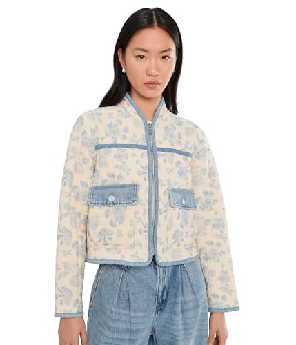 Blank NYC Womens Love Song Floral Quilted Jacket Blue/Beige X-Small | Amazon (US)