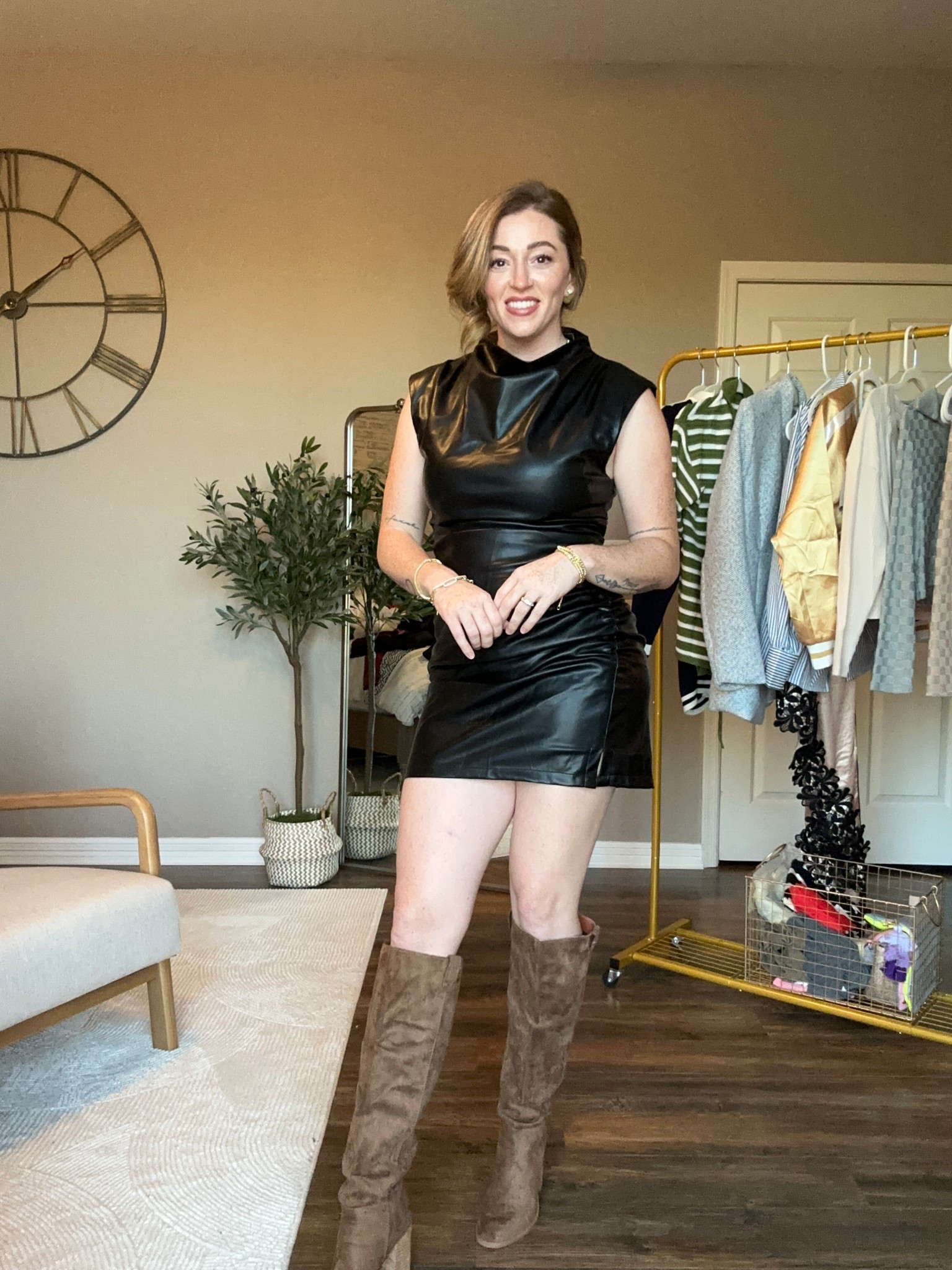 Leather dress to spice things up! Perfect date night outfit!

#LTKFallSale #LTKParties #LTKFindsUnder100