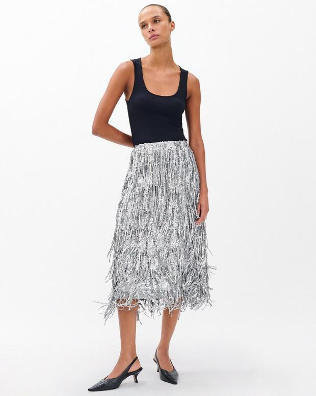 Billie Sequined Tassel Midi Skirt | rag & bone