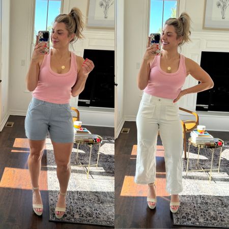 Love these cropped pants from Spanx! My code NICKIXSPANX saves at check out. 

Size: M petite

Casual style, spring outfits, pear shaped body, white pants, spring style 

#LTKfindsunder100 #LTKstyletip #LTKfindsunder50