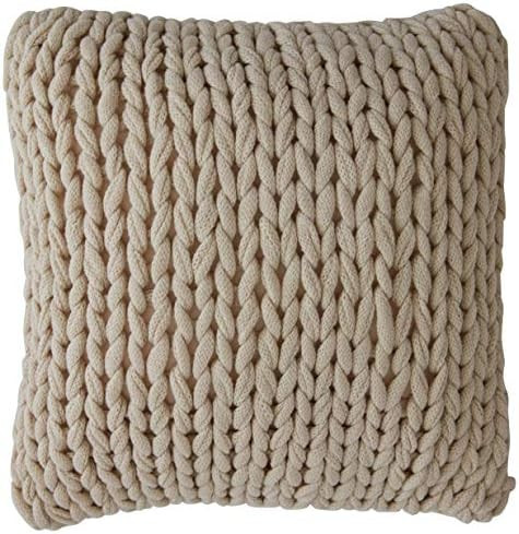 Cheer Collection Chunky Cable Knit Throw Pillow, 18" x 18" Decorative Couch Pillow (Taupe) | Amazon (US)