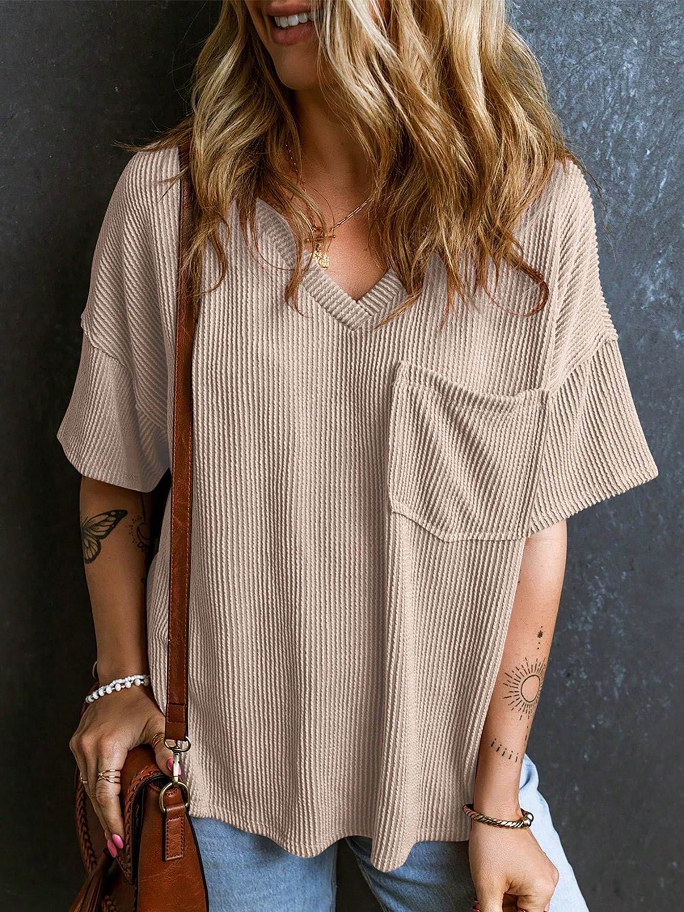 Women's Twisted Threaded Short-Sleeved T-Shirt | SHEIN