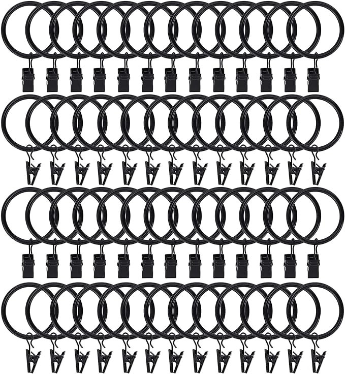 100Pack Curtain Rings with Clips Hooks, Rustproof Metal Stainless Steel Drapery Rings, 1.5in Inte... | Amazon (US)
