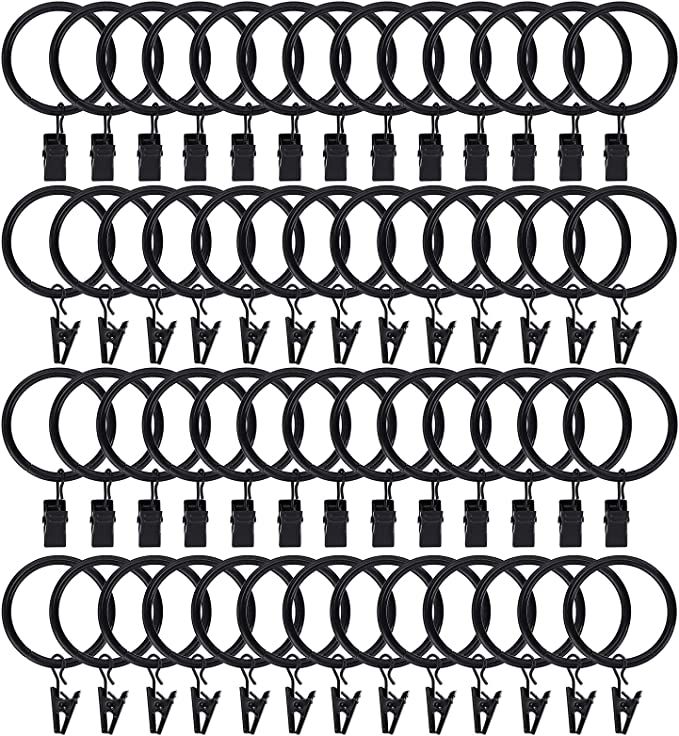 Amazon.com: 100pcs Rustproof Drapery Matte Stainless Steel Metal Curtain Rings with Clips 1.5 inc... | Amazon (US)