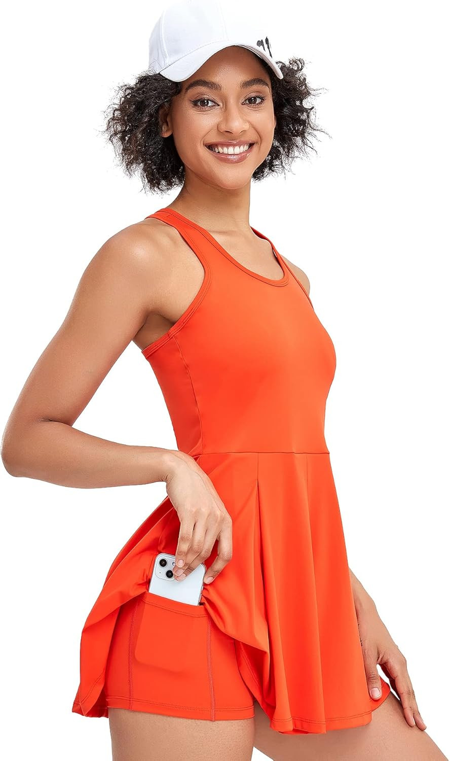 1a1a Women’s Tennis Golf Dress with Shorts Pockets Sleeveless Workout Sports Athletic Dresses | Amazon (US)