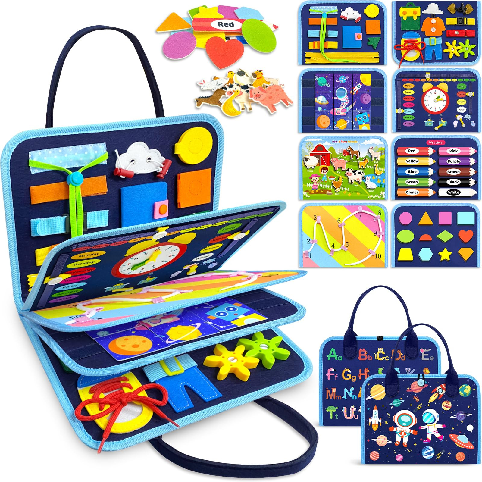 Gojmzo Busy Board Montessori Toys for 1 2 3 4 Year Old Boy Birthday Gifts, Busy Book Sensory Toys... | Amazon (US)