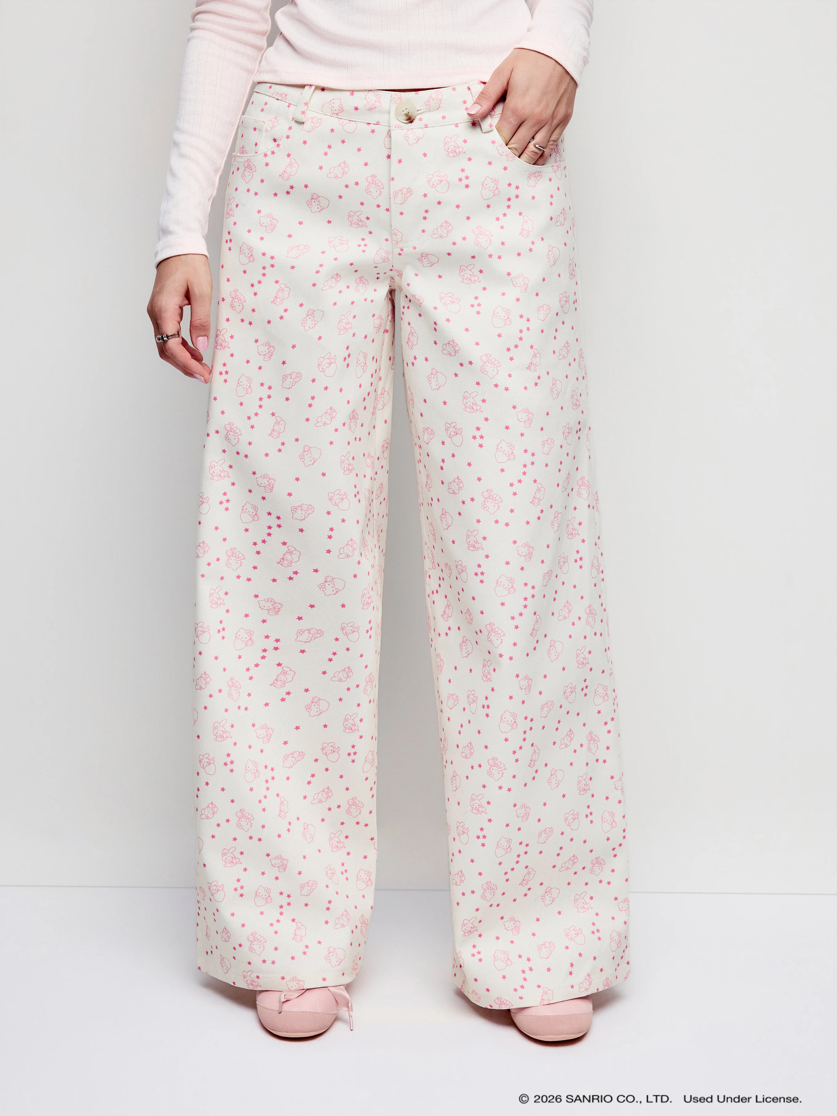 Woven Missing You Low-Rise Denim Graphic Wide Leg Pants For School Daily Casual | Cider