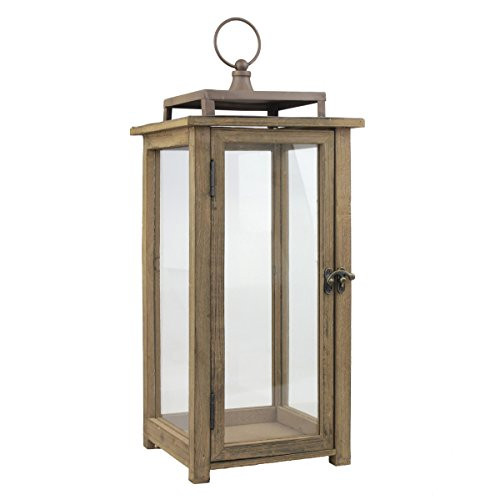 Stonebriar 18 Inch Rustic Wooden Candle Hurricane Lantern, For Table Top, Mantle, Wall Hanging, or Garden Display, Indoor & Outdoor Use, Extra Large | Amazon (US)