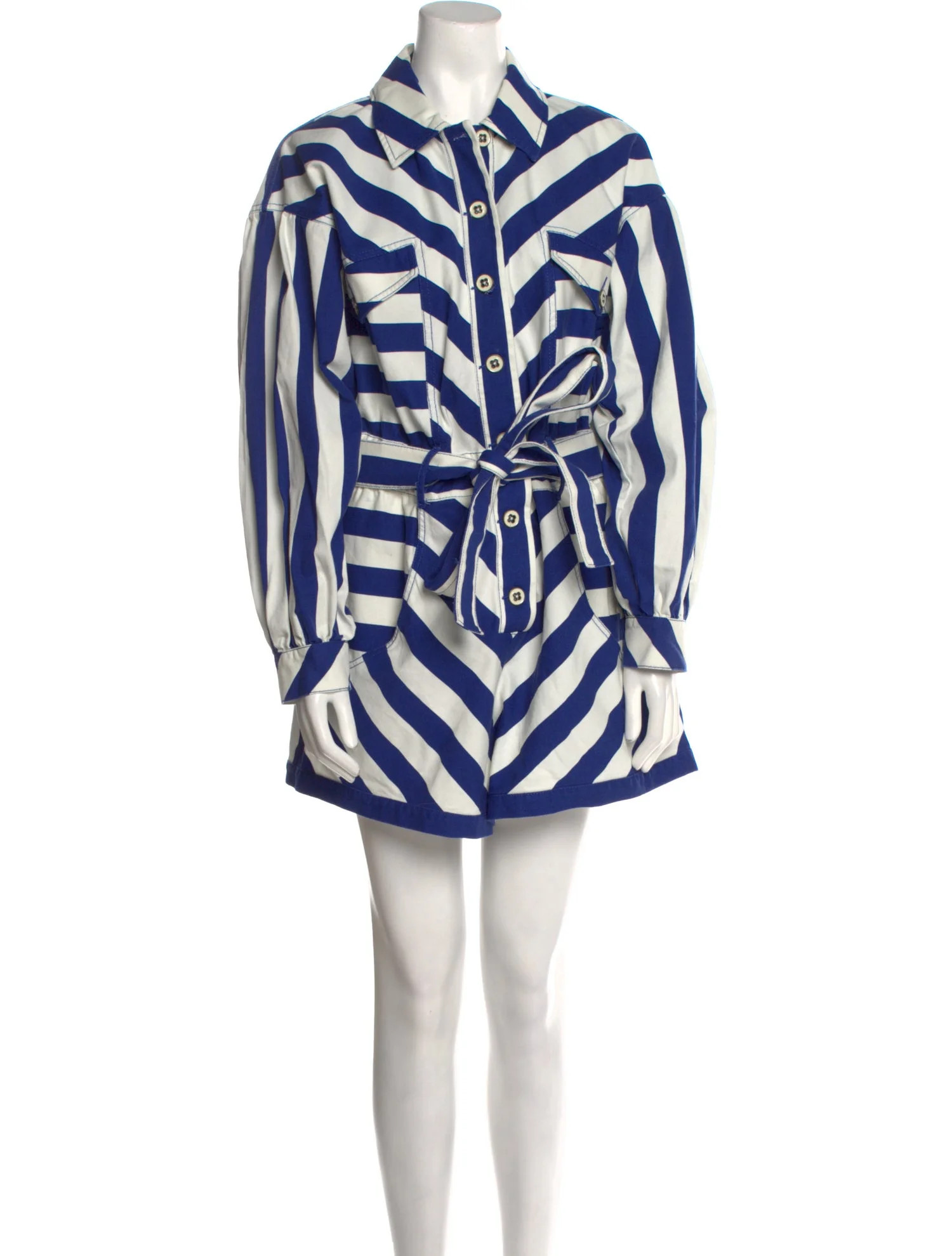 Striped V-Neck Romper w/ Tags | The RealReal