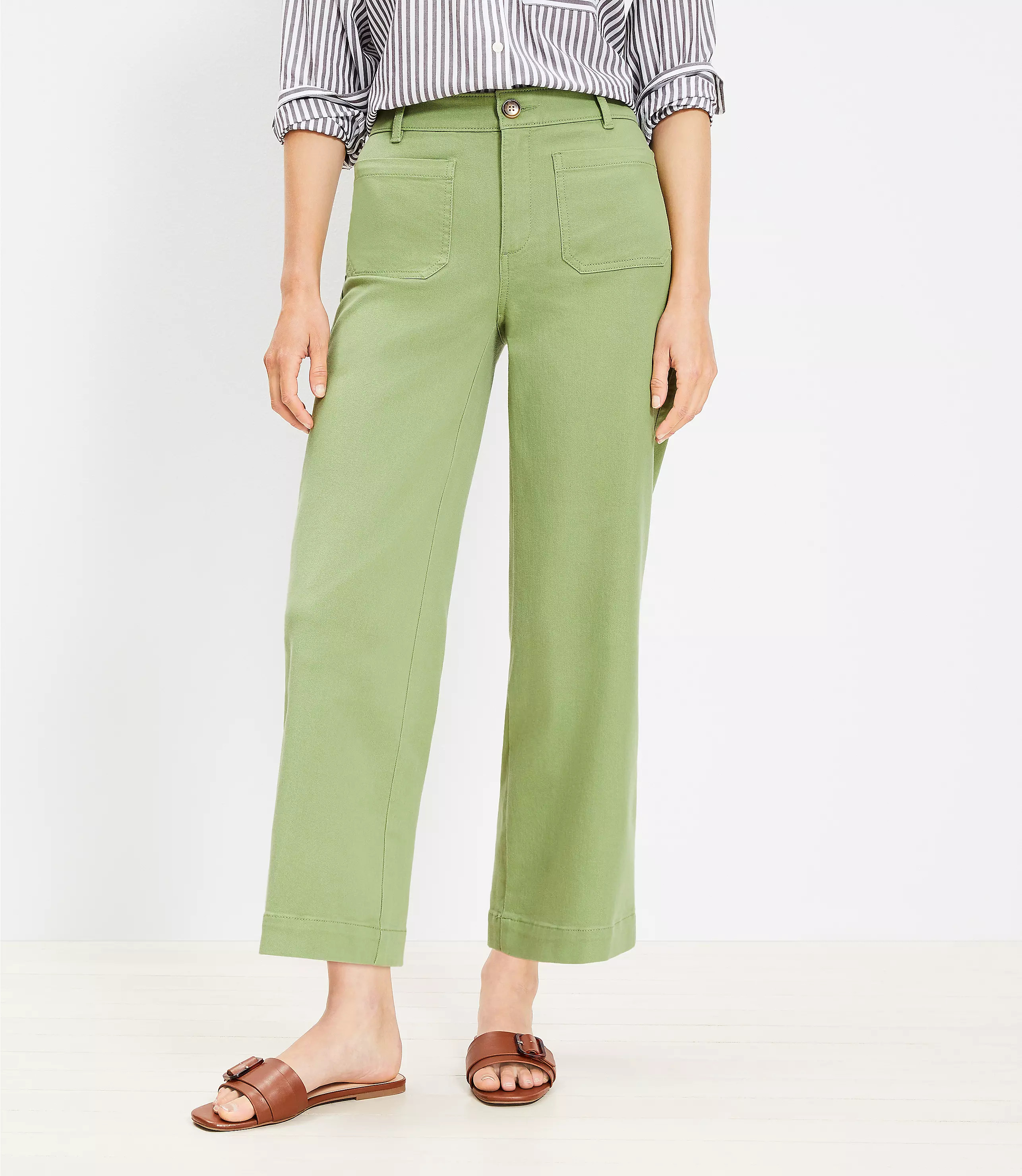 Palmer Wide Leg Crop Pants in Twill | LOFT