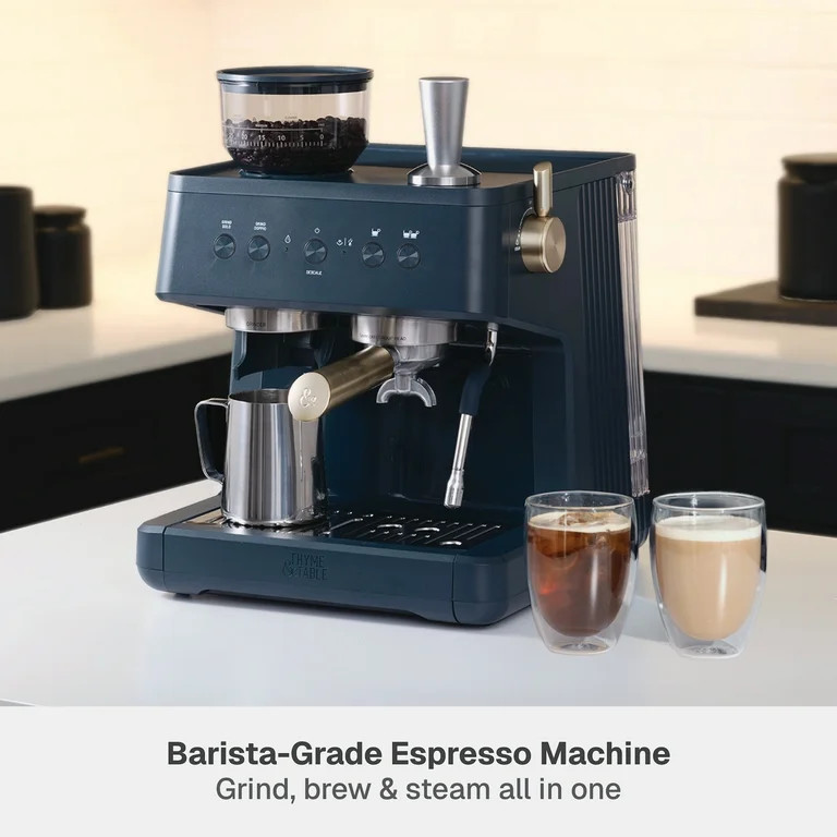 Thyme & Table Barista-Grade Espresso Machine with 15-Bar Pressure, Conical Burr Grinder - Atlanti... | Walmart (US)
