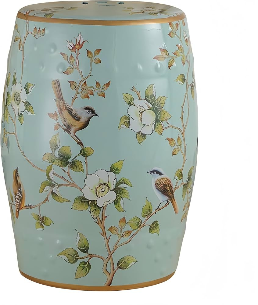 Ceramic Drum Garden Stool, Bird and Flower, Classic, Cottage, French Country,Bathroom, Garden Roo... | Amazon (US)