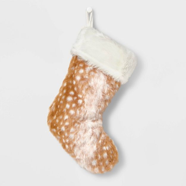 20" Faux Fur Christmas Stocking Spotted Deer - Wondershop™ | Target