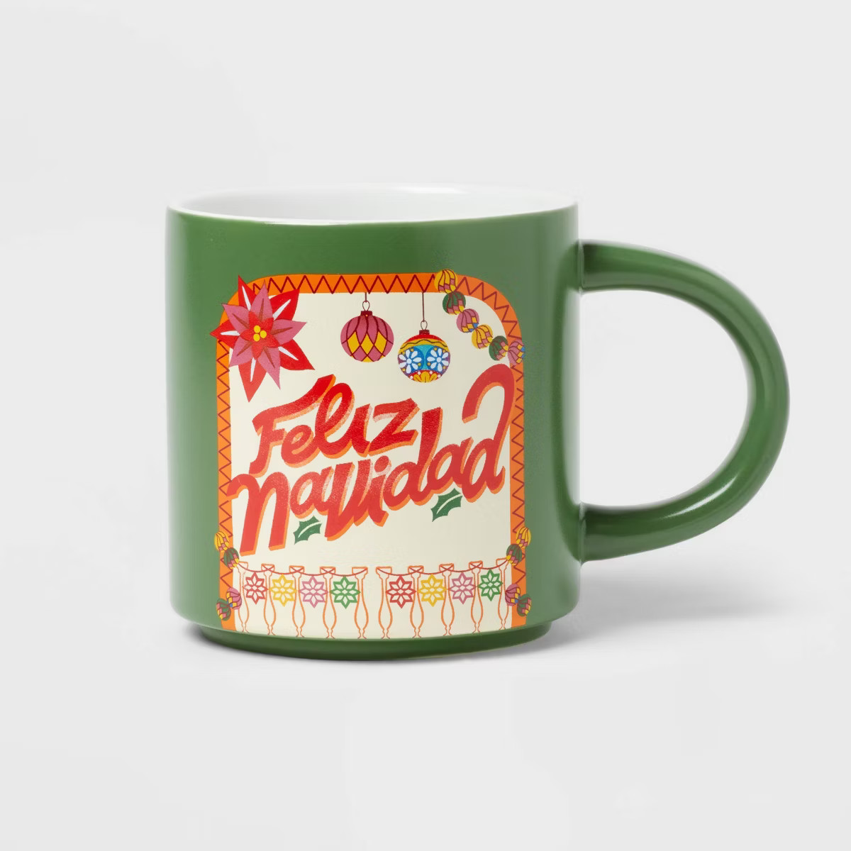Dia Pacheco 16oz Stoneware 'Feliz Navidad' Mug Green - Wondershop™ | Target