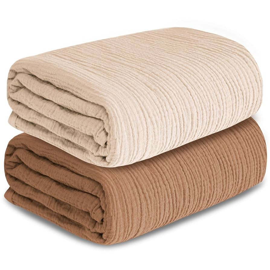 Muslin Swaddle Blankets for Newborn, 2 Pack Breathable Soft Receiving Blanket, Large 41 x 41 inch... | Amazon (US)
