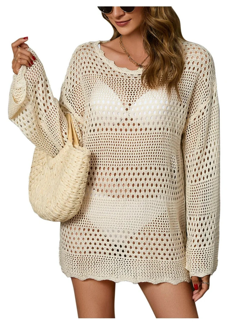 Cover Up for Women Hollow Out Pullover Bathing Suit Swimsuit Bikini Coverups Summer Beach Cogild | Walmart (US)