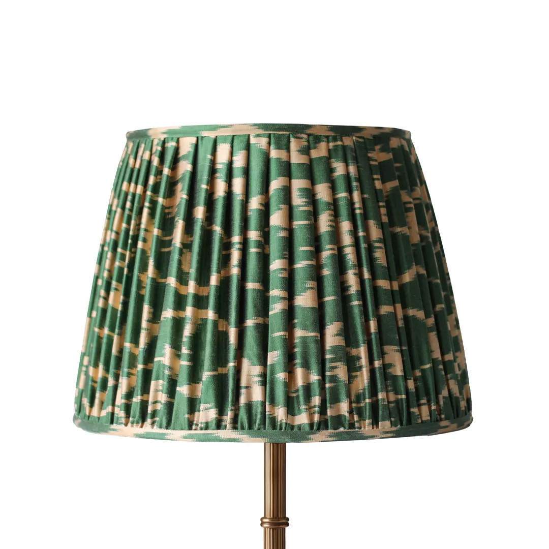 Handmade Pleated Ikat Lampshade: Green & Beige Fabric Lighting | Etsy (US)