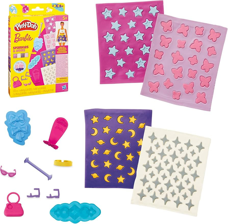 Play-Doh Barbie Sparkles and Gems Accessory Pack, 4 Refill Pattern Sheets of Modeling Compound, 8... | Amazon (US)