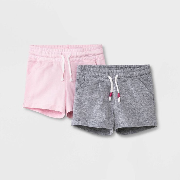 Toddler Girls' 2pk Pull-On Knit Shorts - Cat & Jack™ Gray/Pink | Target