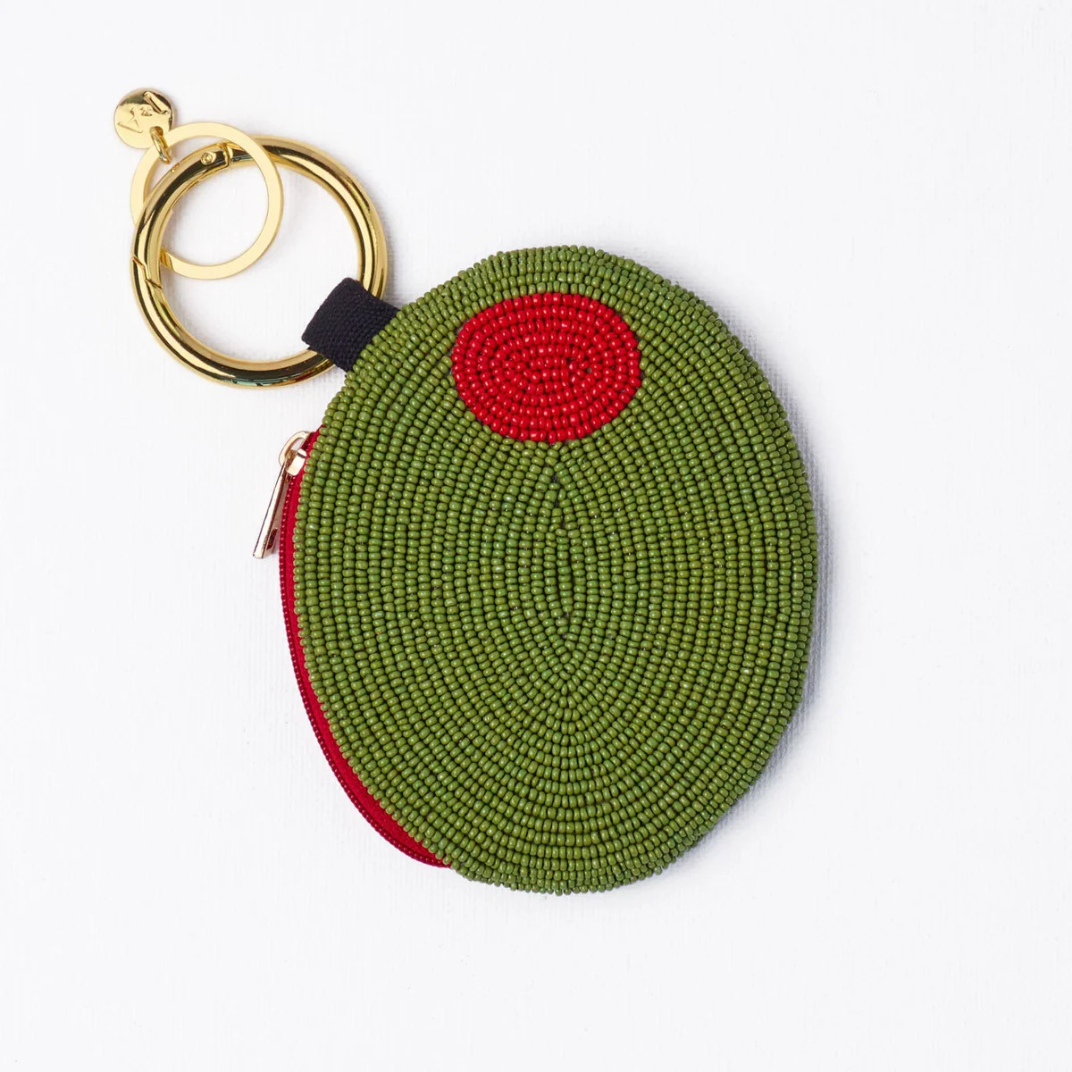 Mary Olive Beaded Coin Purse Green + Red | INK+ALLOY