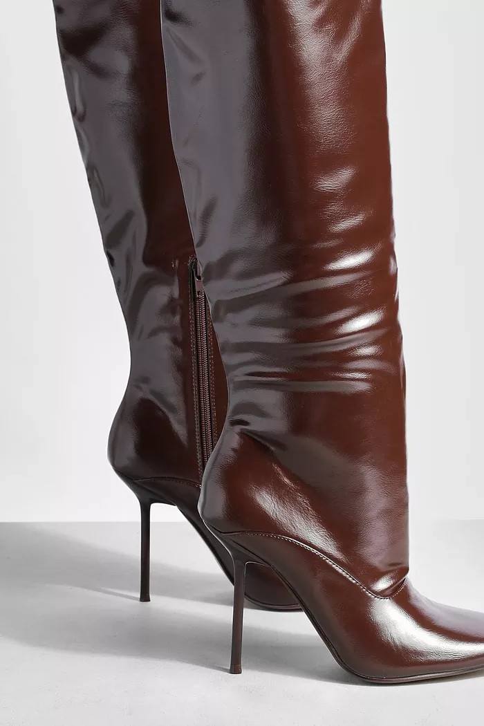 Square Toe Stiletto Knee High Boots | boohoo (US & Canada)