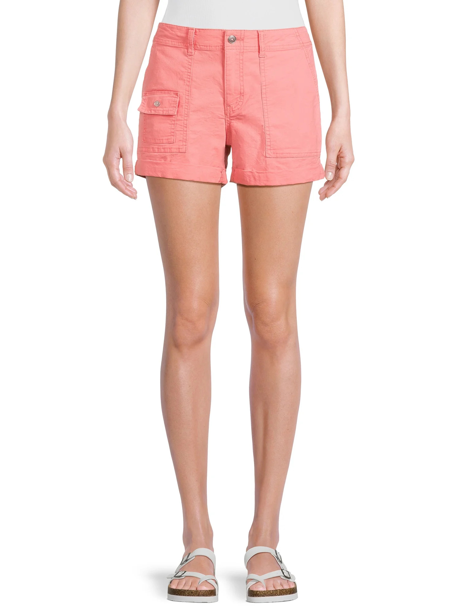 Time and Tru Women's and Women's Plus Utility Cuff Shorts, 4" Inseam, Sizes 2-20 | Walmart (US)