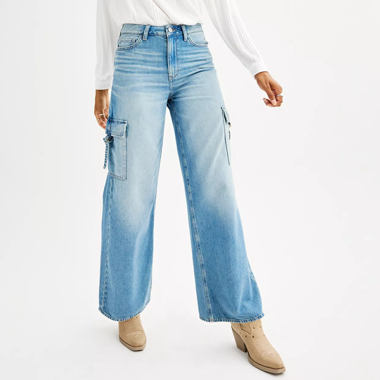 Juniors' SO® High-Rise Baggy Wide Leg Jeans | Kohl's