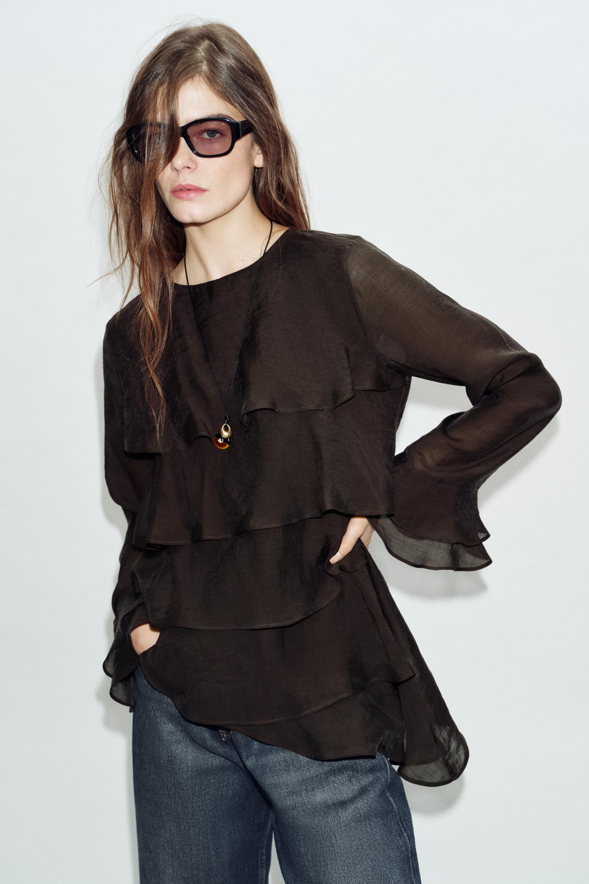 ASYMMETRIC RUFFLED TOP | Zara UK