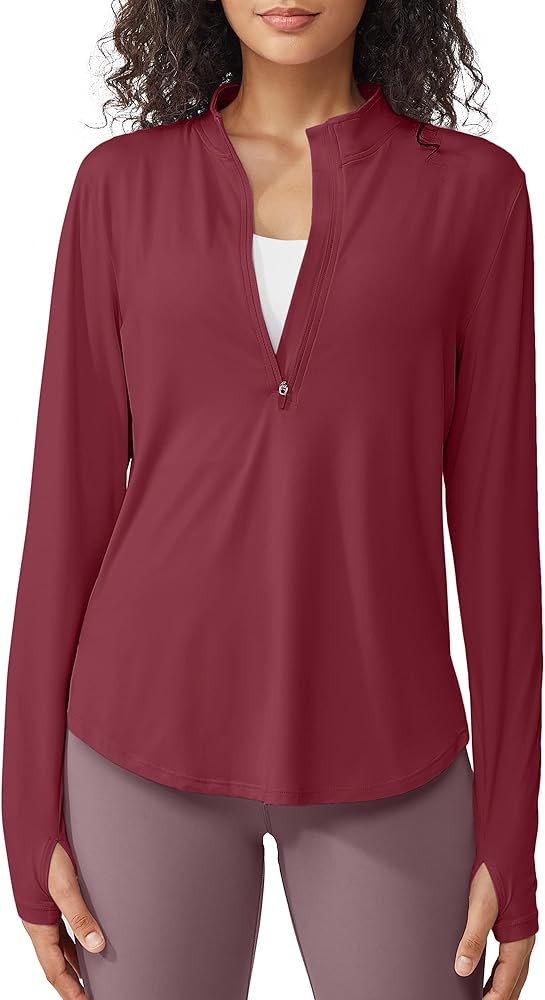 G4Free Womens UPF 50+ Sun Shirts Lightweight Golf Shirts Quick Dry Half Zip Workout Tops Running ... | Amazon (US)